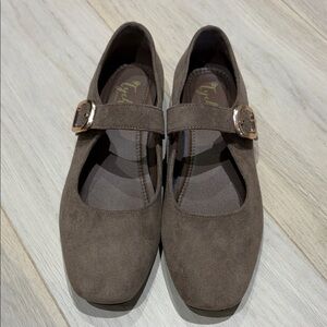 Brown Suede Mary Jane Shoes